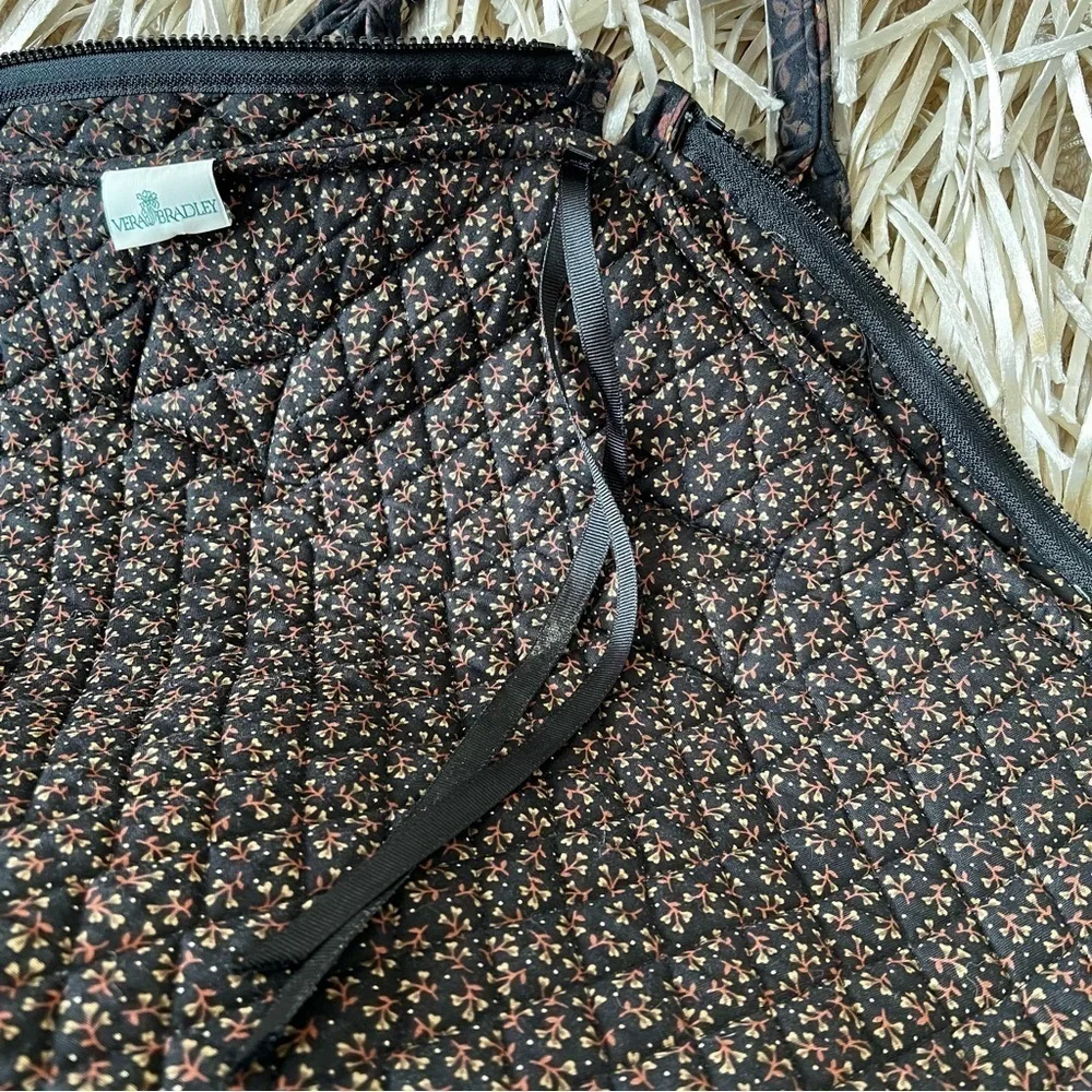 Vintage VERA BRADLEY Black Walnut Garment Bag Brown Orange Floral Leaves 1999